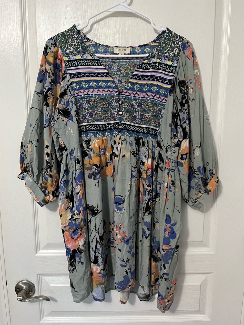 Umgee Pink and Blue Paisley Boho Dress